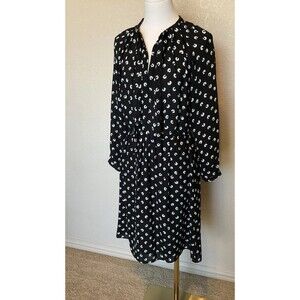 LOFT, Women’s, Dress, Long Sleeve, Elastic Waist, Black & Mint Green, Size: 6